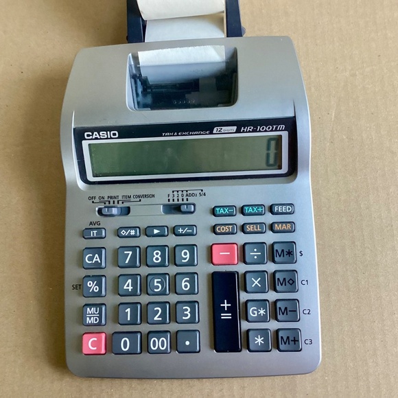 Casio HR-100TM Plus Mini Desktop Printing Calculator Battery Powered 12 Digit - Picture 2 of 6